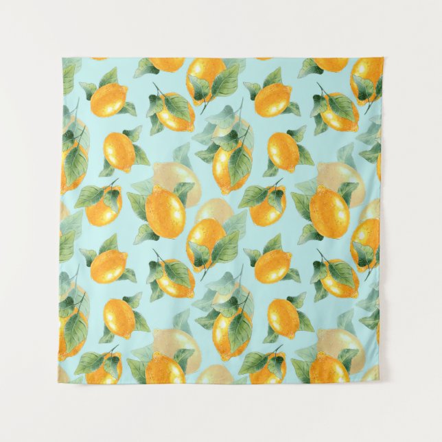Tenture Motif d'aquarelle avec citrons et feuilles. Seamel (Devant)