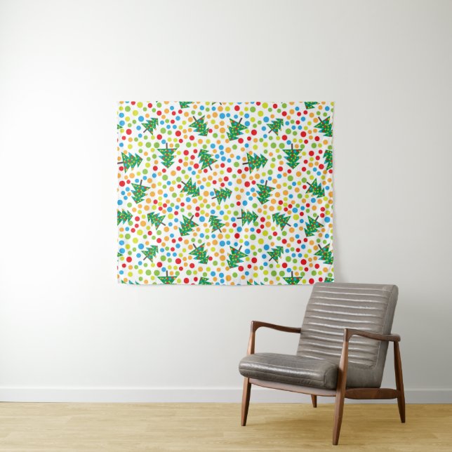 Tenture Motif d'arbres de Noël (En situation (horizontale))