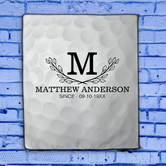 Tenture Motif de balle de golf personnalisé Nom Monogramme