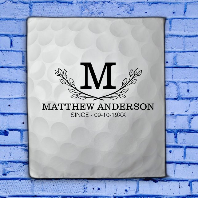 Tenture Motif de balle de golf personnalisé Nom Monogramme (Créateur téléchargé)