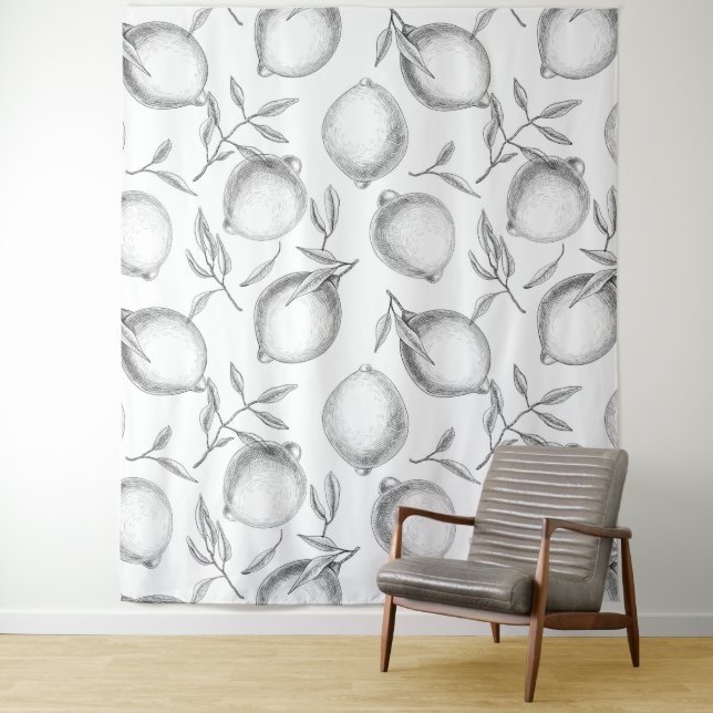 Tenture Motif de citron dessiné à la main (En situation)