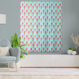 Tenture Motif de cône de crème glacée aux fraises roses, b