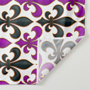 Tenture Motif de fleur de lis baroque noir violet 