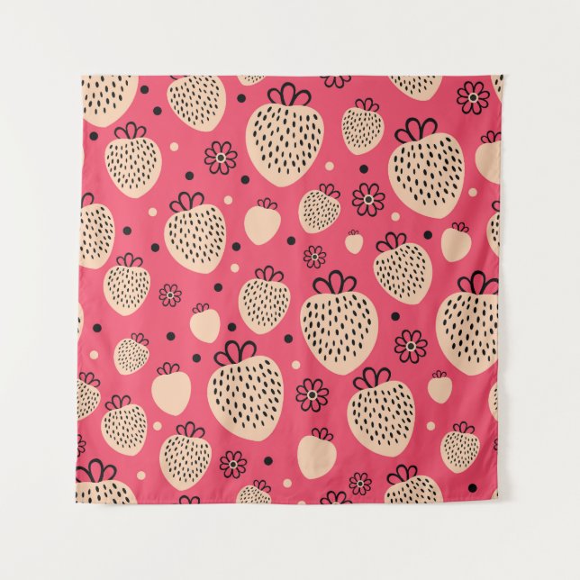 Tenture Motif de fraise rose : design doux et homogène (Devant)