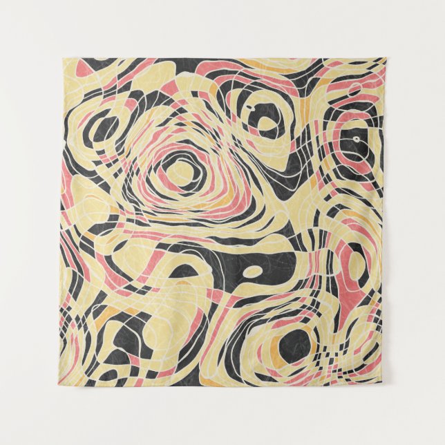 Tenture motif de géo de ligne Abstraite, dessin topographi (Devant)