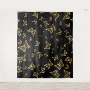 Tenture Motif de glam or et papillons noirs