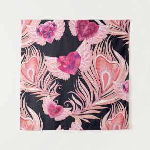 Tenture Motif de la Saint-Valentin à l'aquarelle douce et