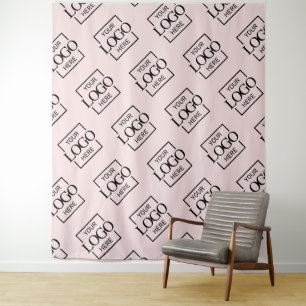 Tenture Motif de logo d'entreprise rose Fond de stand comm