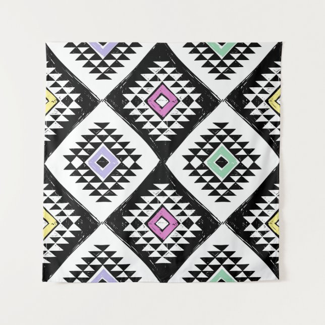 Tenture Motif de Navajo, tribu noire blanche (Devant)