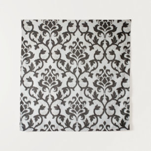 Tenture Motif de papier peint damassé noir classique