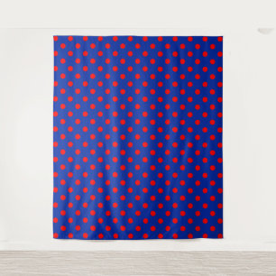 Tenture Motif de pois rouges sur fond bleu 