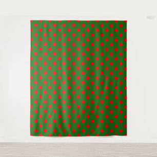 Tenture Motif de pois rouges sur fond vert