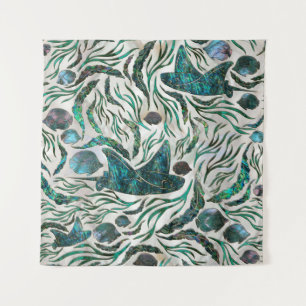 Tenture Motif de poisson stingray et squelette Abalone