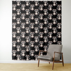 Tenture Motif de Raton Laveur Noir