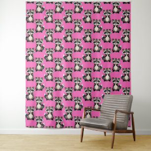 Tenture Motif de Raton laveur Rose