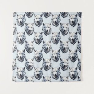 Tenture Motif de tête de loup blanc - Blanc