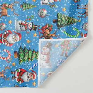 Tenture Motif décoratif de Noël sur fond bleu
