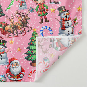 Tenture Motif décoratif de Noël sur fond rose