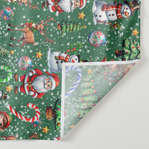 Tenture Motif décoratif de Noël sur fond vert