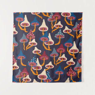Tenture Motif d'enrobage de tissu d'illustration de champi