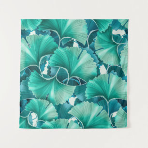 Tenture Motif d'illustration de ginkgo biloba vert