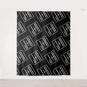 Tenture Motif d'initiales de mariage moderne Noir & Blan