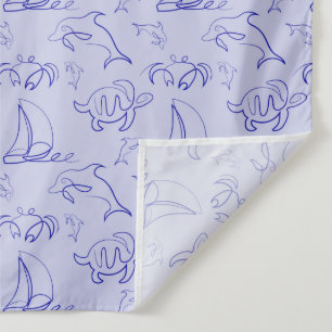 Tenture Motif d'une ligne d'animal marin et voilier