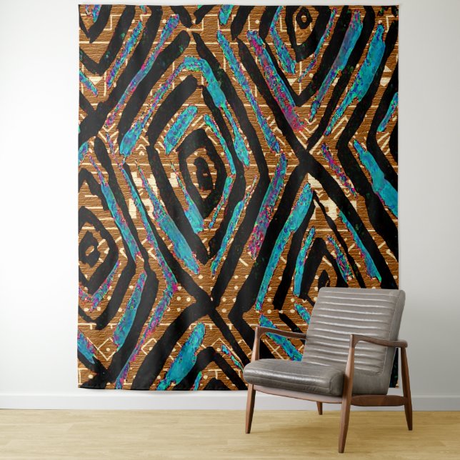 Tenture Motif en tissu de boue africain (En situation)