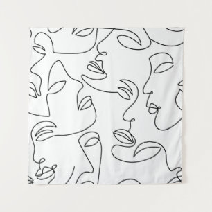 Tenture Motif face Abstrait d'une ligne