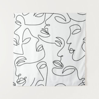 Tenture Motif face Abstrait d'une ligne
