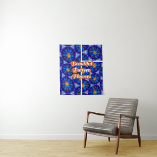 Tenture Motif Fleurs bleues Abstraites