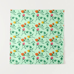 Tenture Motif floral avec fleurs roses colorées