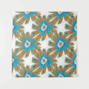 Tenture Motif floral en crépis avec fleurs abstraites. s