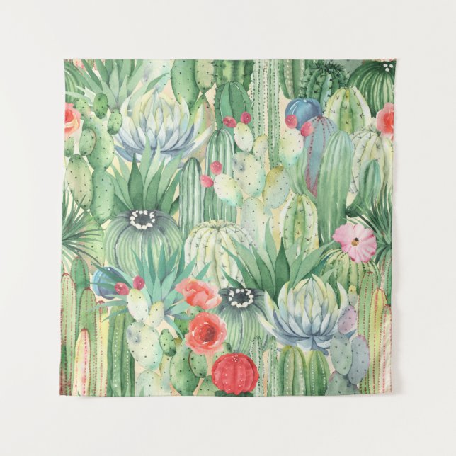 Tenture Motif floral incomparable avec cactus, succulents  (Devant)