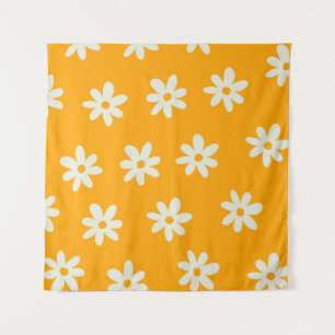 Tenture Motif floral jaune rétro simple