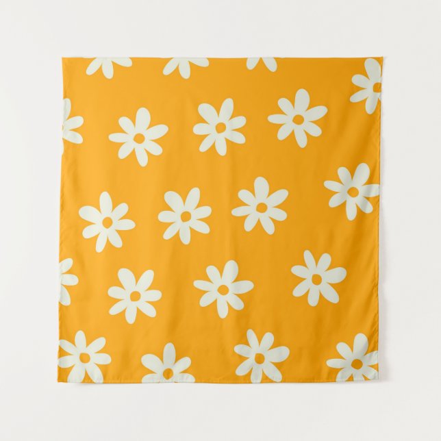 Tenture Motif floral jaune rétro simple (Devant)