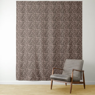 Tenture Motif floral marron élégant sur fond rose clair