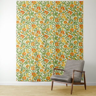 Tenture Motif floral orange et jaune Art Nouveau