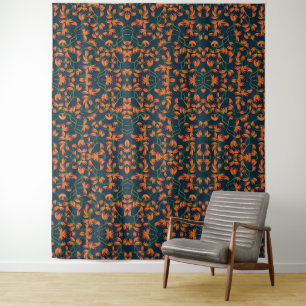 Tenture Motif floral orange fluide