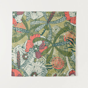 Tenture Motif floral sans couture avec de mignons plantes.