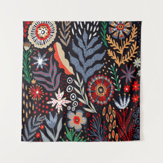 Tenture Motif folklorique, design textile transparent avec