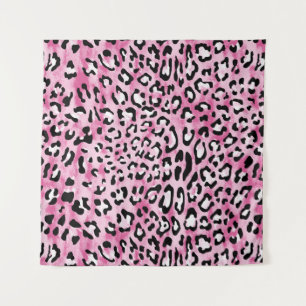 Tenture Motif Léopard Blanc Rose.