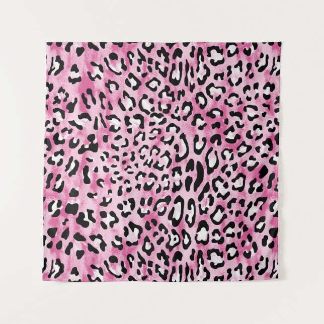 Tenture Motif Léopard Blanc Rose. (Devant)