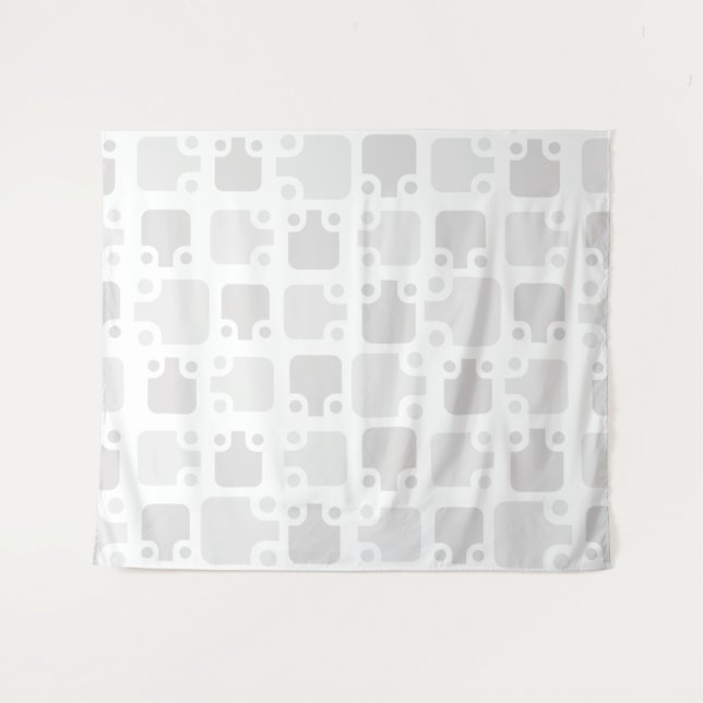 Tenture Motif moderne du milieu du siècle blanc (Devant (Horizontal))