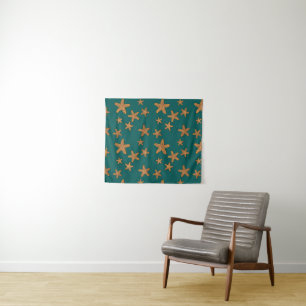 Tenture Motif orange d'étoiles de mer