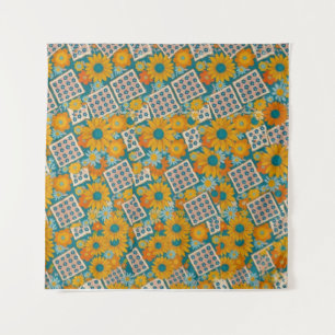 Tenture Motif Patchwork Floral Rétro Années 70