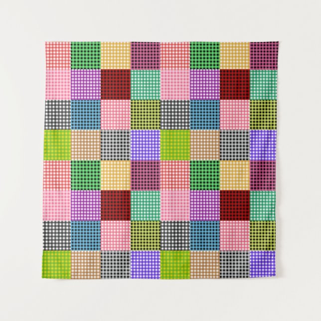 Tenture Motif plaid multicouleur En vichy Patchwork (Devant)