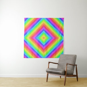 Tenture Motif psychédélique carré coloré ondulé