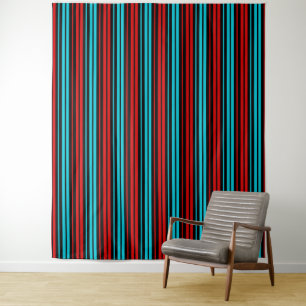 Tenture Motif rayures rouges bleues noires