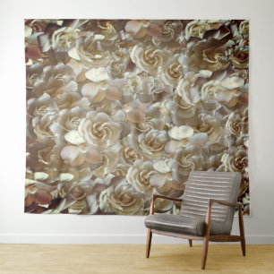 Tenture Motif Rose d'Ivoire – Art Floral Élégant